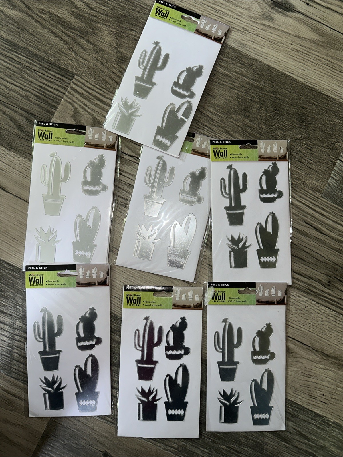 Main Street Wall Creations Peel & Stick Cactus Succulents Mirror Plants Set Of 7
