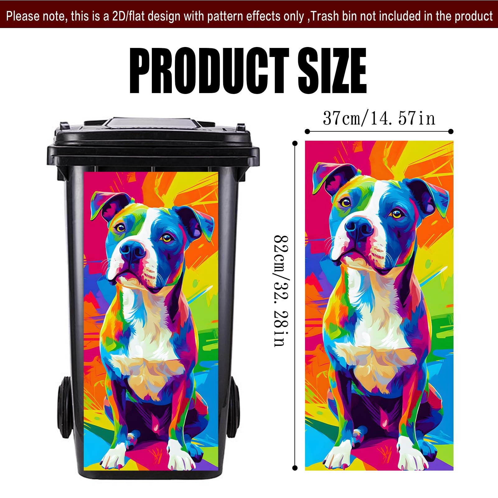 Colorful Dog Garbage Can Stickers, PVC, 14.57×32.28 Inches – Trash Sticker fo…