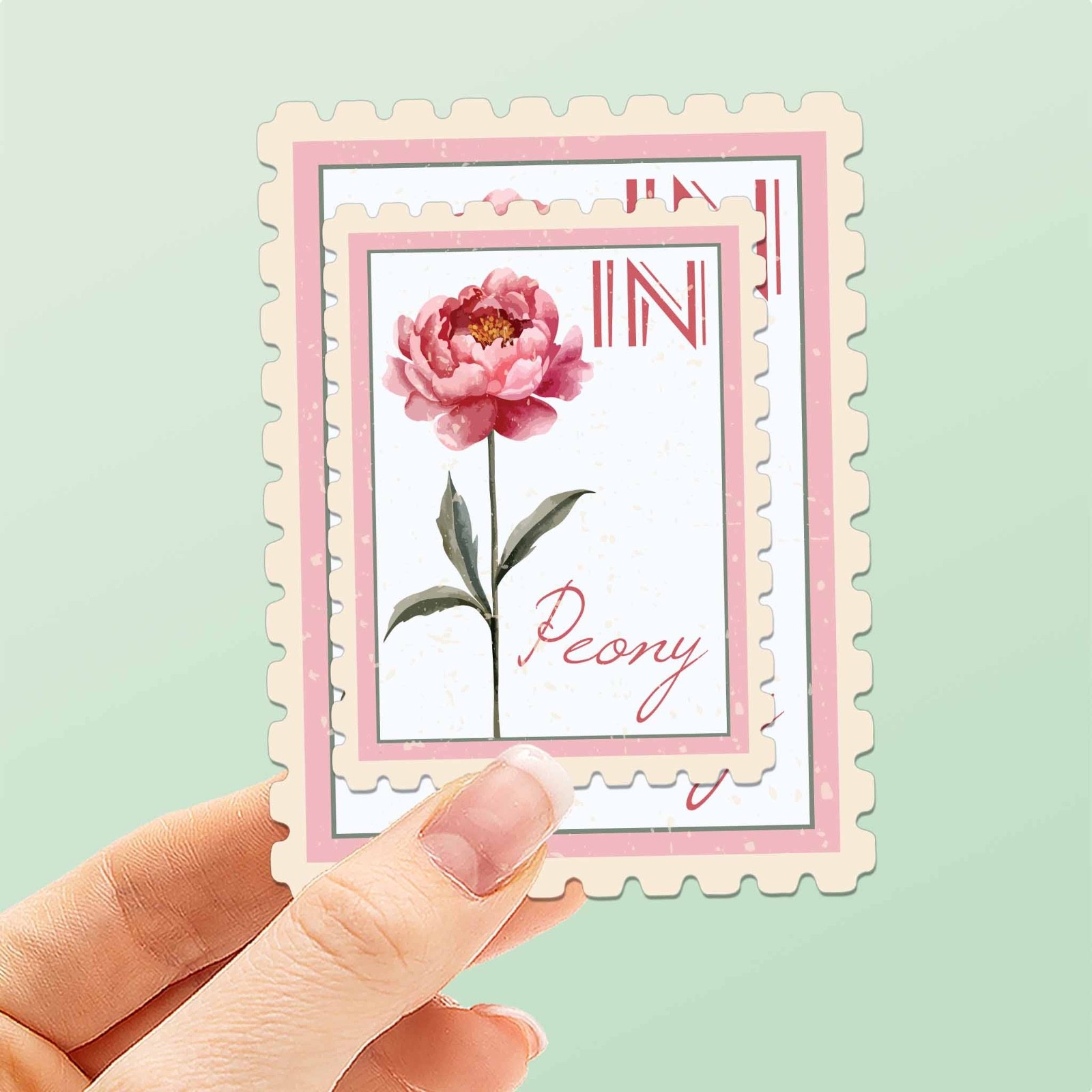 Indiana State Flower Peony Sticker – IN Vintage Stamp Decal for Laptop