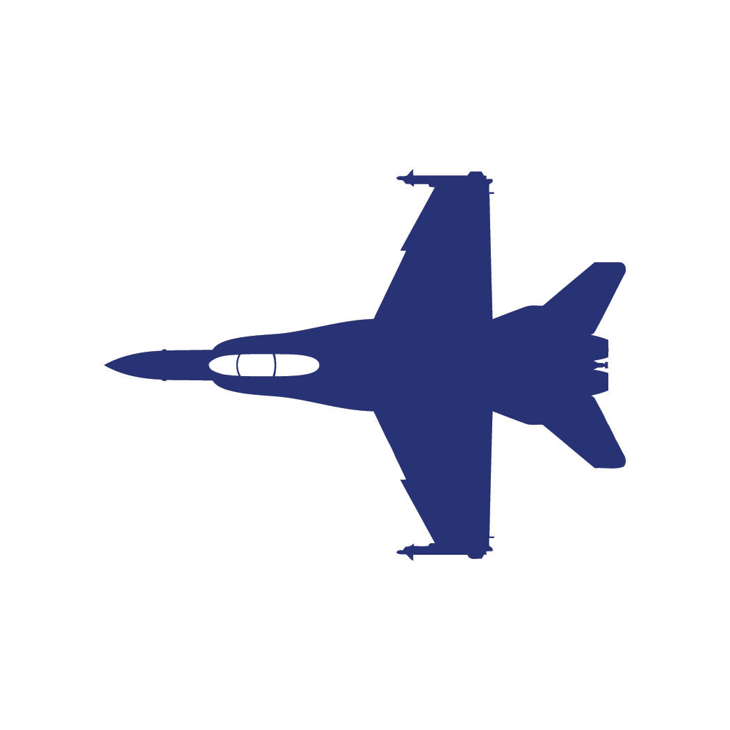 Military F-18 Top View Die Cut Decal Available in Multiple Colors Made in USA