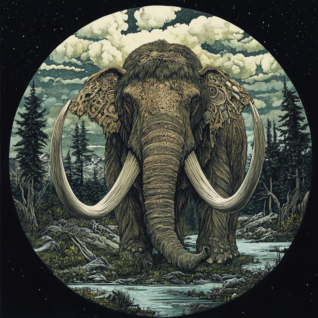 Wall Decal Sticker Mammoth Illustration Wall Sticker 18X18cm Large