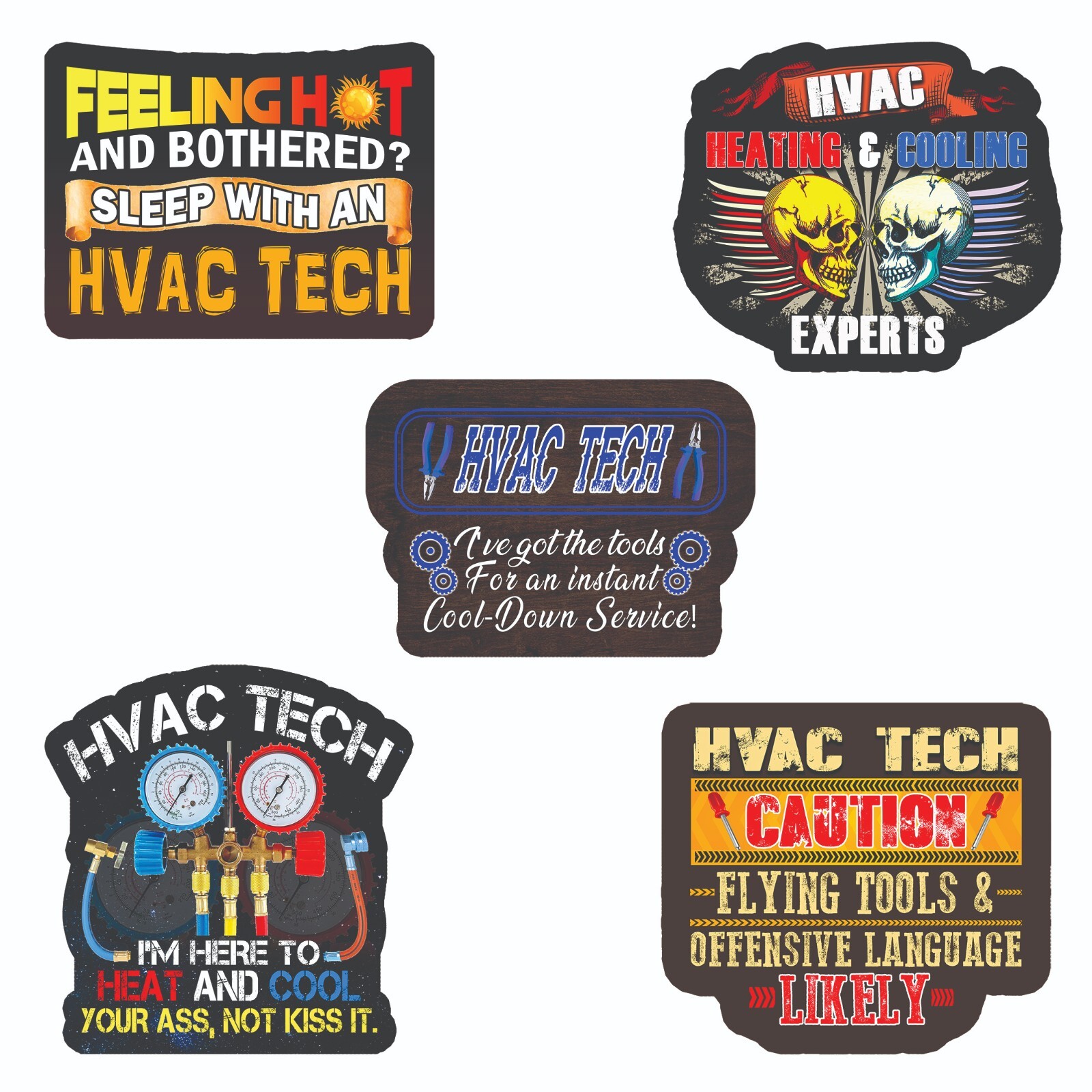 HVAC Stickers – Perfect for Any HVAC tech. Pack of 14