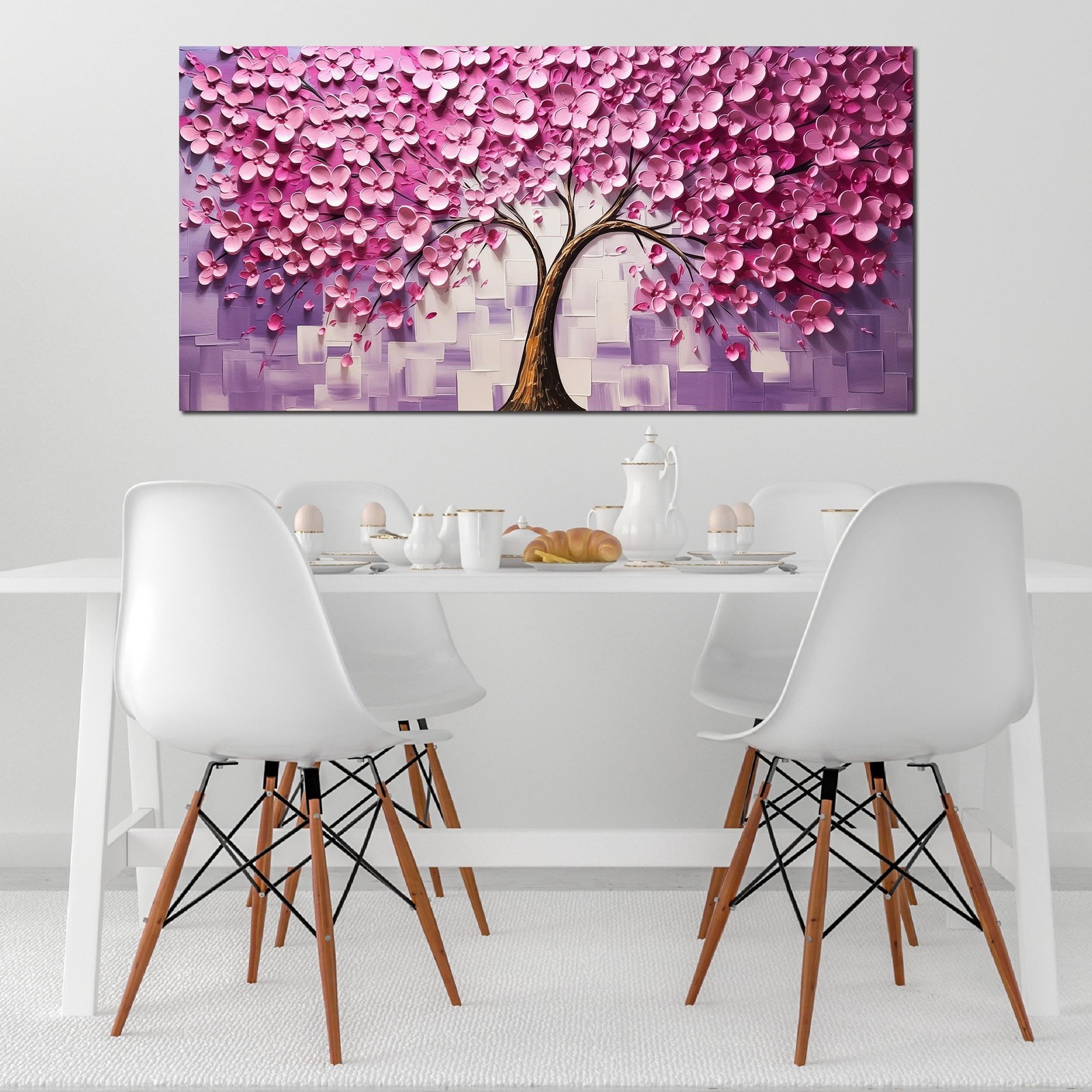 Tree of Life Wall Art for Living Room Large Size,Hot Pink Bedroom Decor for T…
