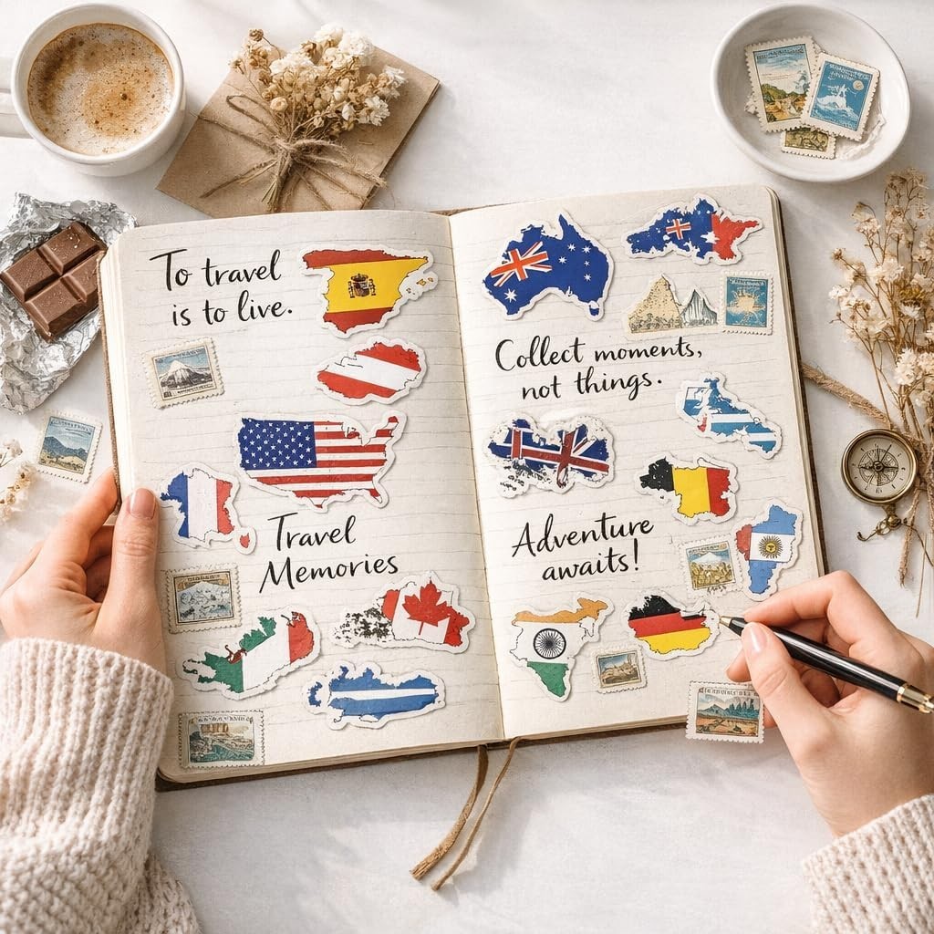 Colorful 50-Piece World Flag Stickers – Perfect for Gifts & Classroom Rewards