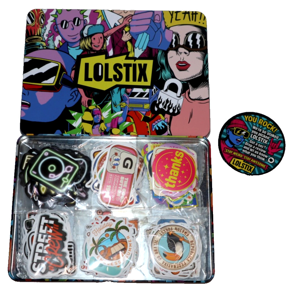LOLSTIX STICKERS 300 PC SET PREMIUM DECAL LOT NEON CARTOON LAPTOP ANIMALS