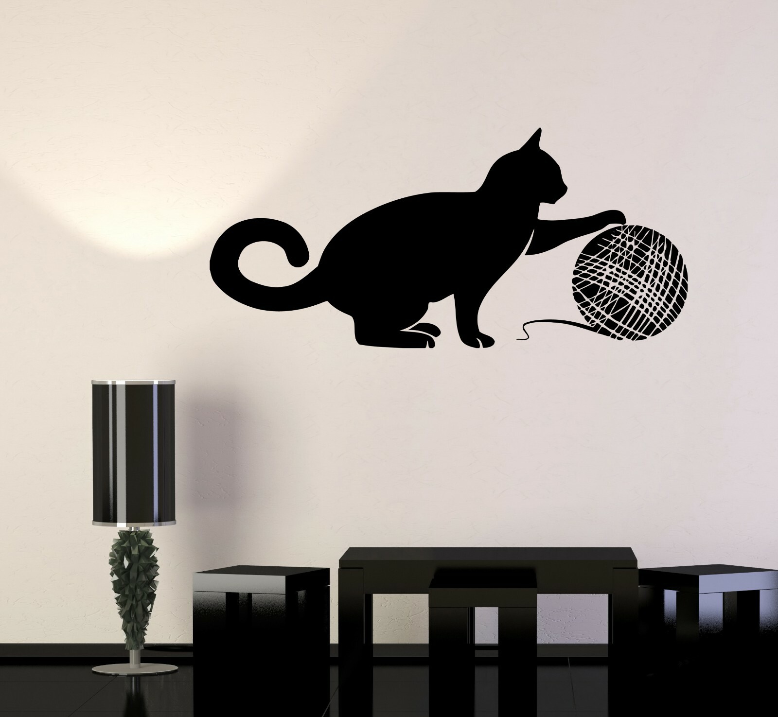 Wall Decal Cat Pet Animal Ball of Wool Kitten Vinyl Sticker (ed1692)
