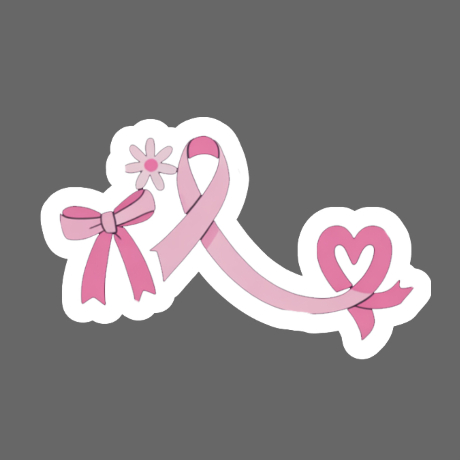Breast cancer sticker vinyl decal pink ribbon bow heart support