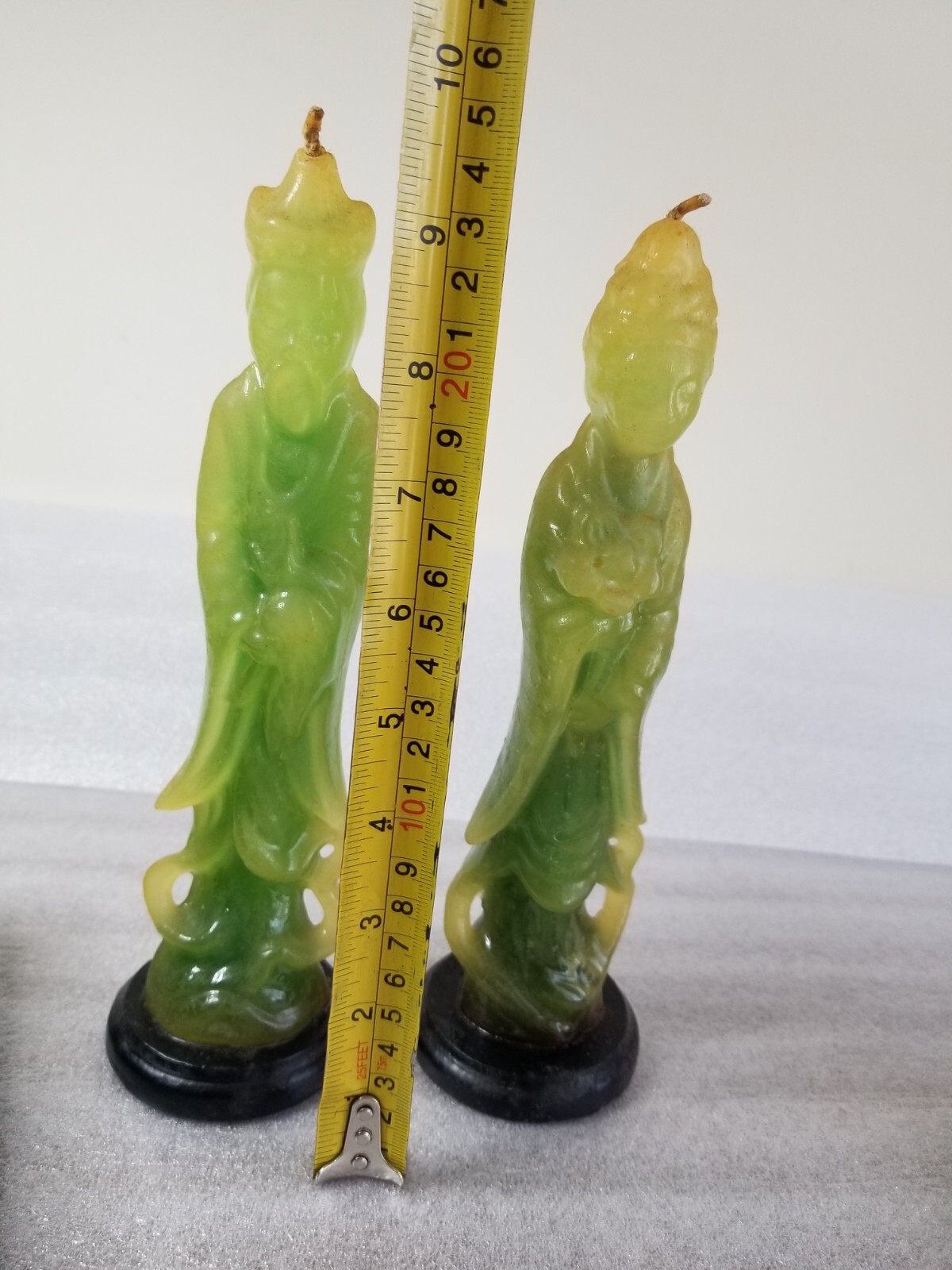 9" Pair Vintage Oriental Asian Chinese Ming Dynasty Figural Ceremonial Candles