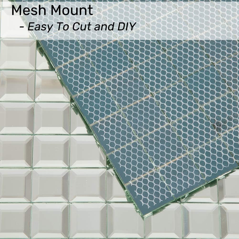 Mirror Glass Mosaic Tile, Beveled Seamless Crystal Diamond Silver Backsplash …