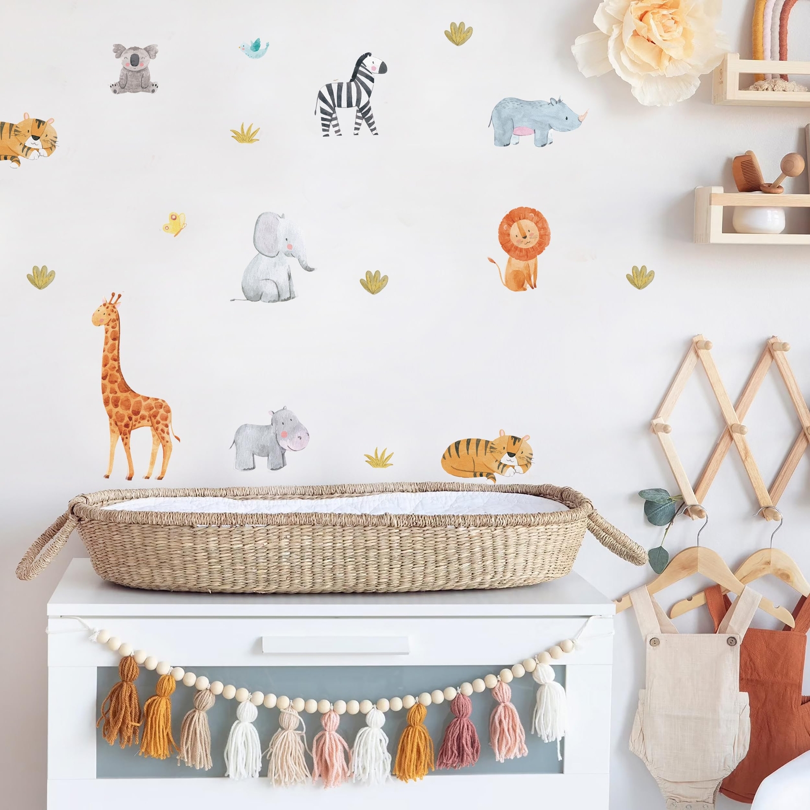 Animals Wall Decals for Kids, Jungle Removable Wall Stickers Toddler Boy Girl…