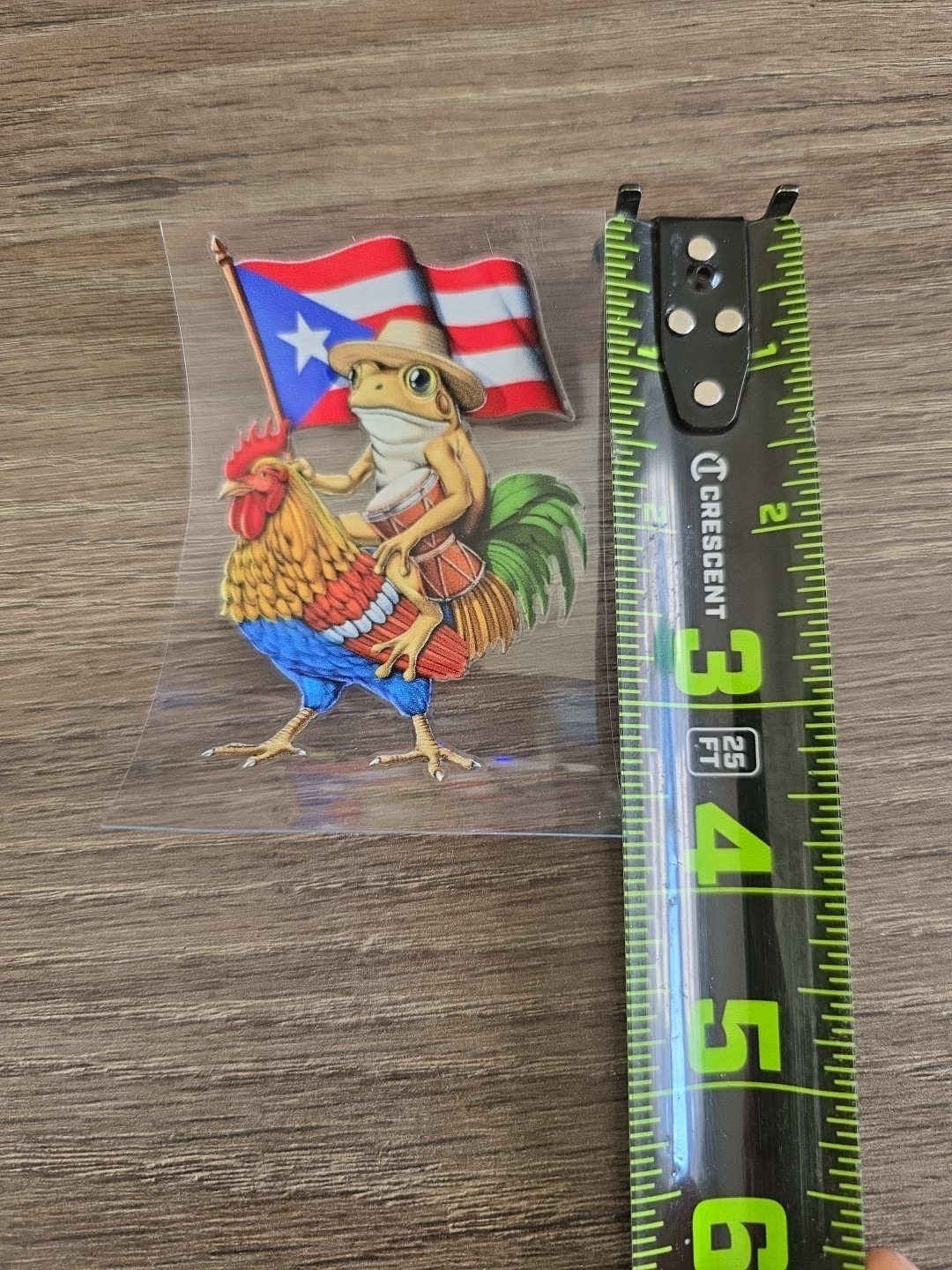 Coqui Riding Rooster | Puerto Rico Flag Decal | UV DTF Made In USA