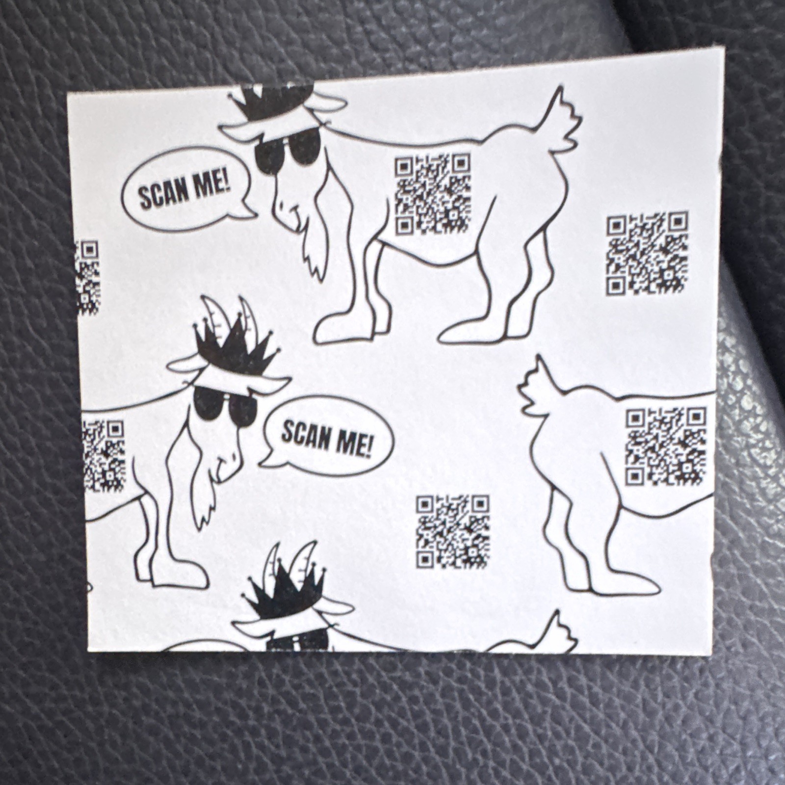 GOAT USA Cartoon Goat Sticker Decal, Brown White Yellow Black "Scan Me!" QR