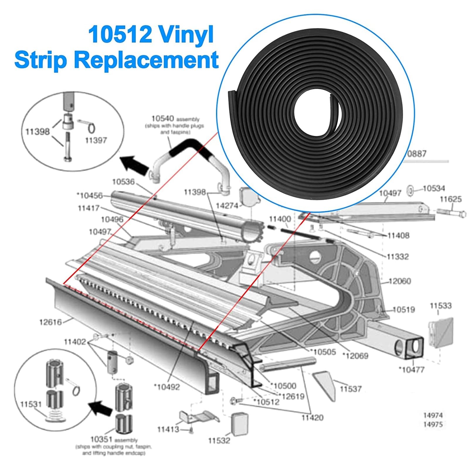 10512 Vinyl Strip 10'-6" for Tapco PRO 14, 19, Maximum Bending Siding Brake Ki