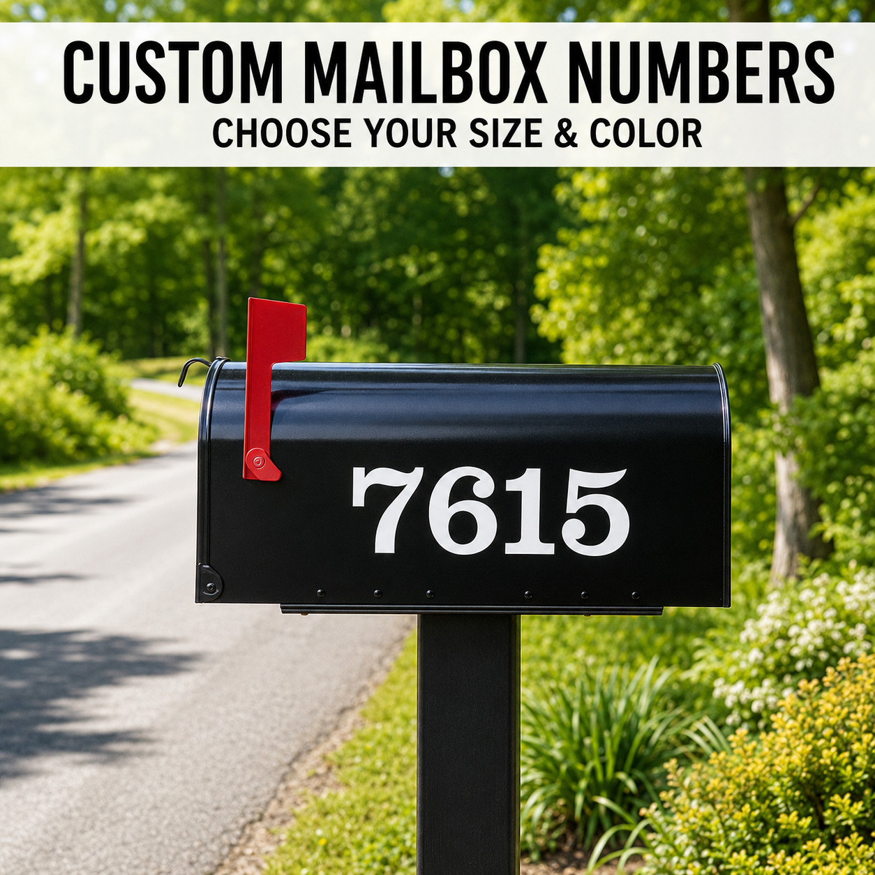SET OF 2 Custom Mailbox Numbers Vinyl Decals / Stickers – Choose Size & Color