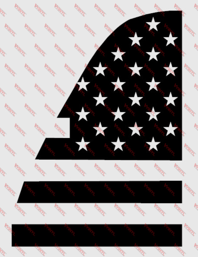 Matte Black Quarter Window American Flag Vinyl Decal for Crown Victoria MGM Pair