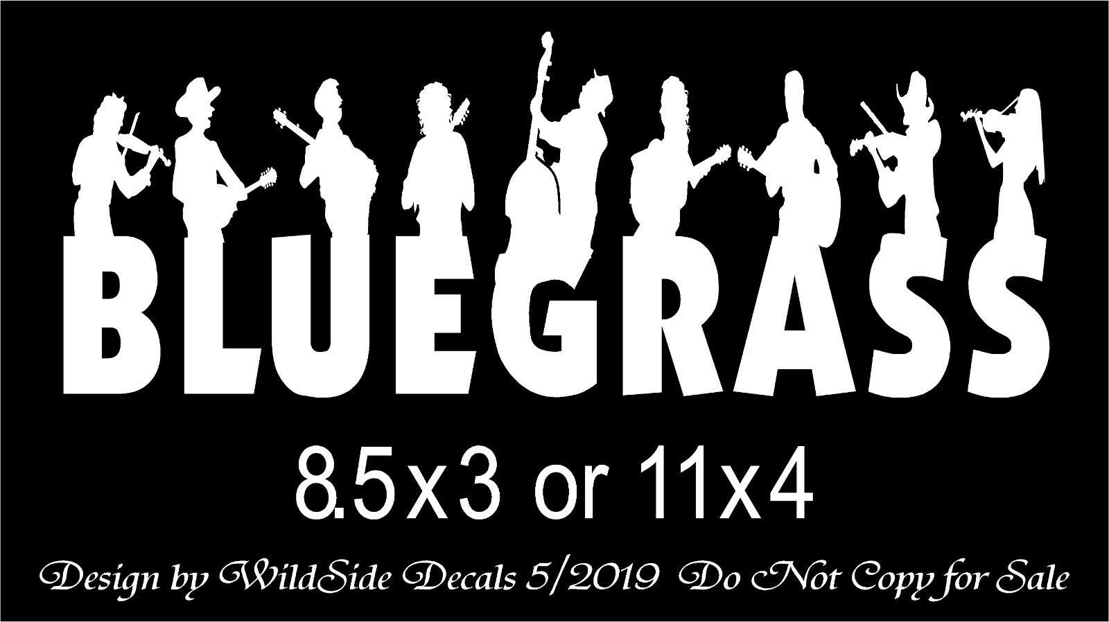 Bluegrass Music Decal Musicians Vinyl Car Truck Sticker Half Body Silhouettes