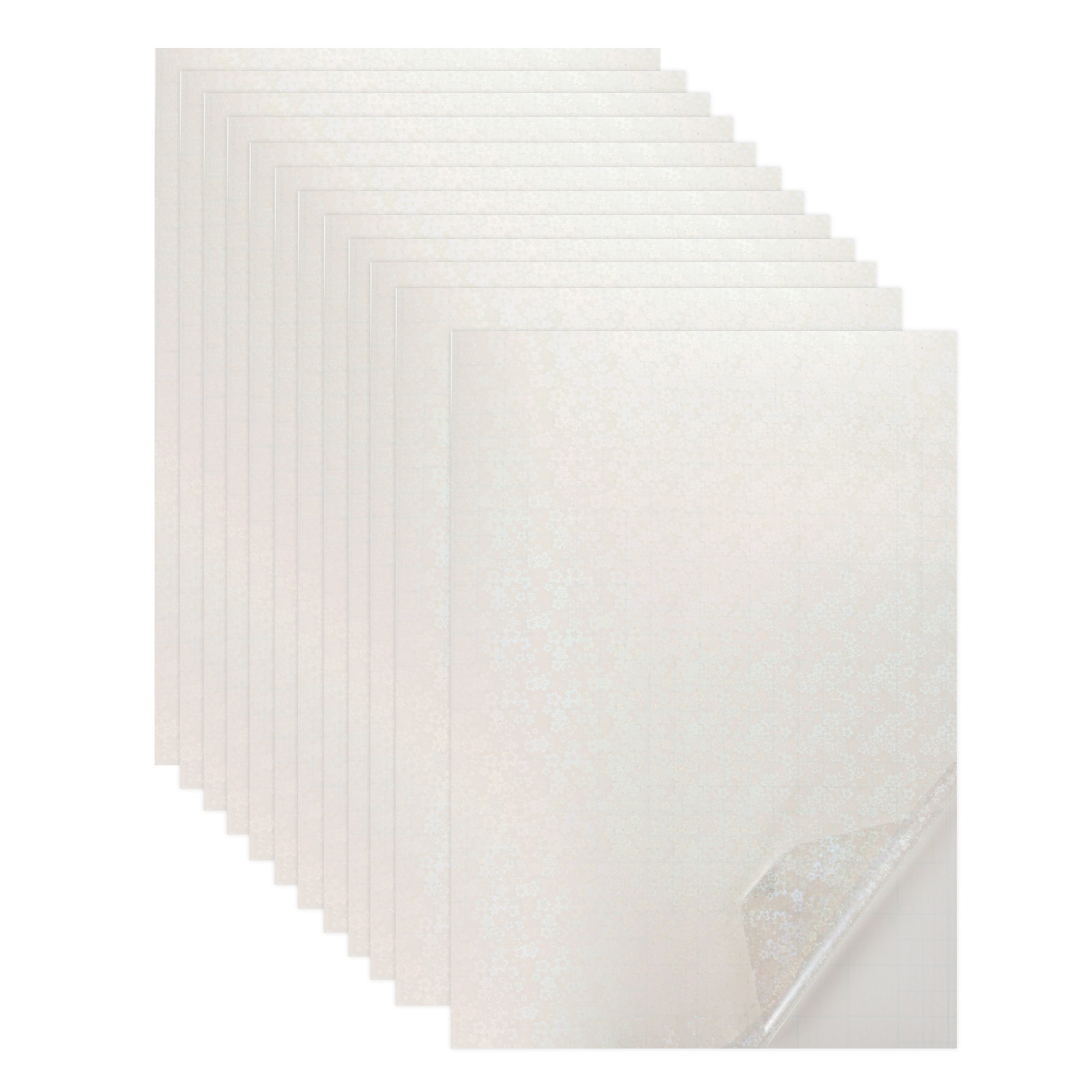 12 Sheets 8.3"x11.7" Holographic Sticker A4 Self-Adhesive Film(Flower)