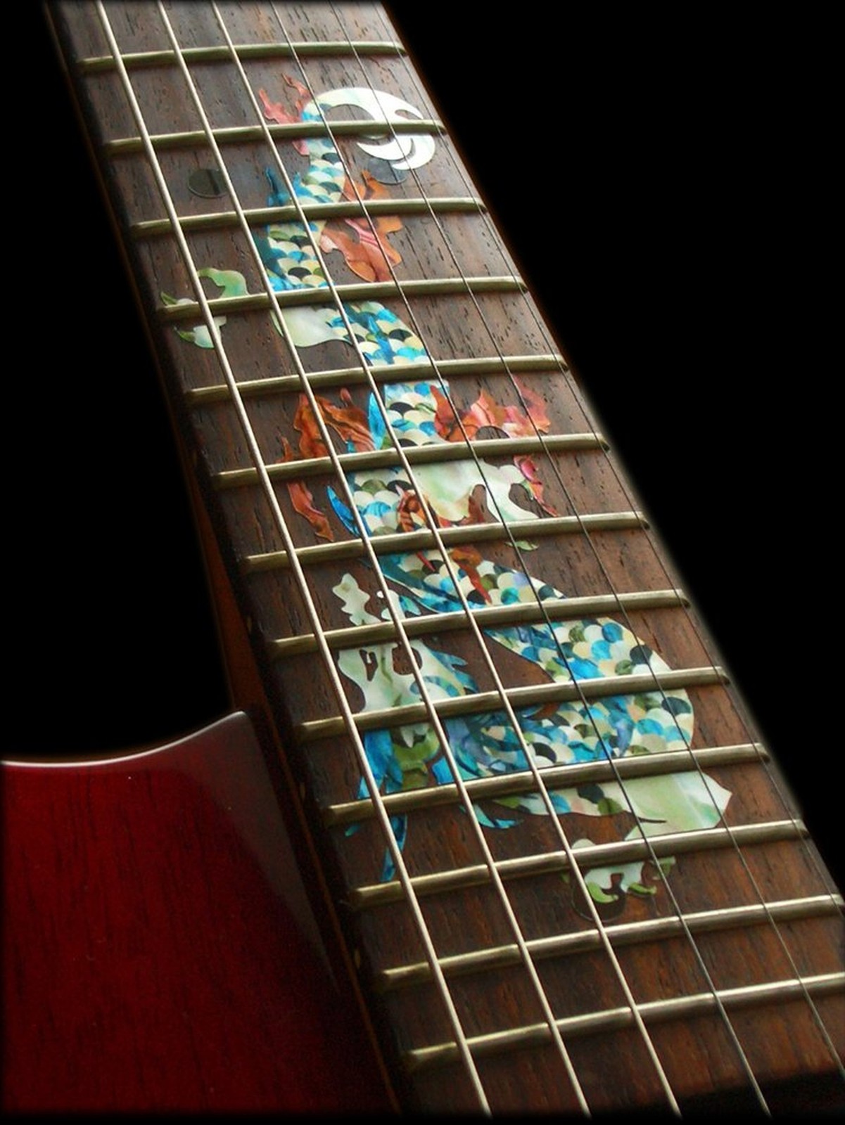 Fretboard Markers Inlay Stickers Decals for Guitars – Dragon – Whire Pearl