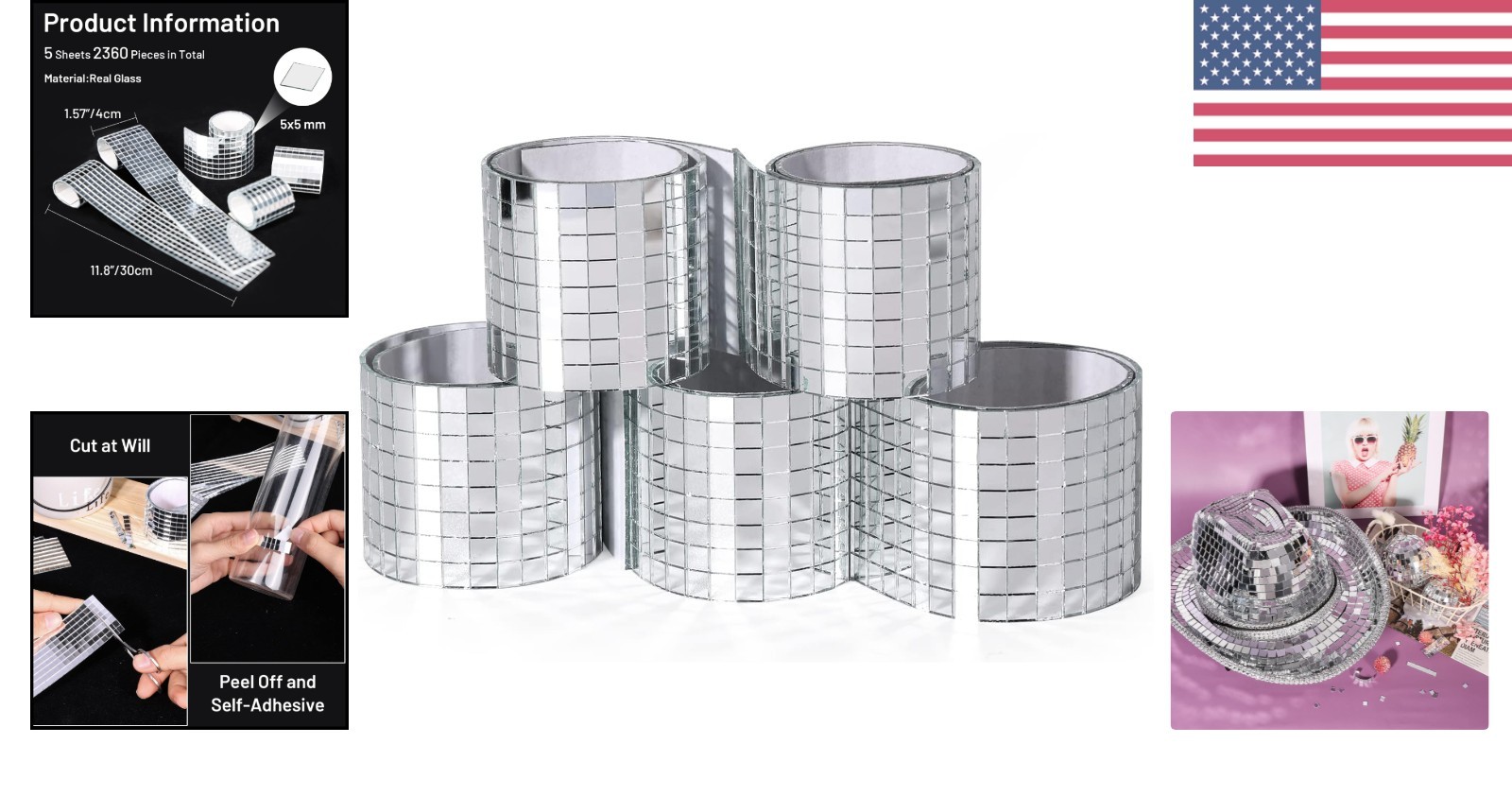 Versatile 2360 PCS Silver Mirror Tiles, 5x5mm for Bathroom and Kitchen Decor