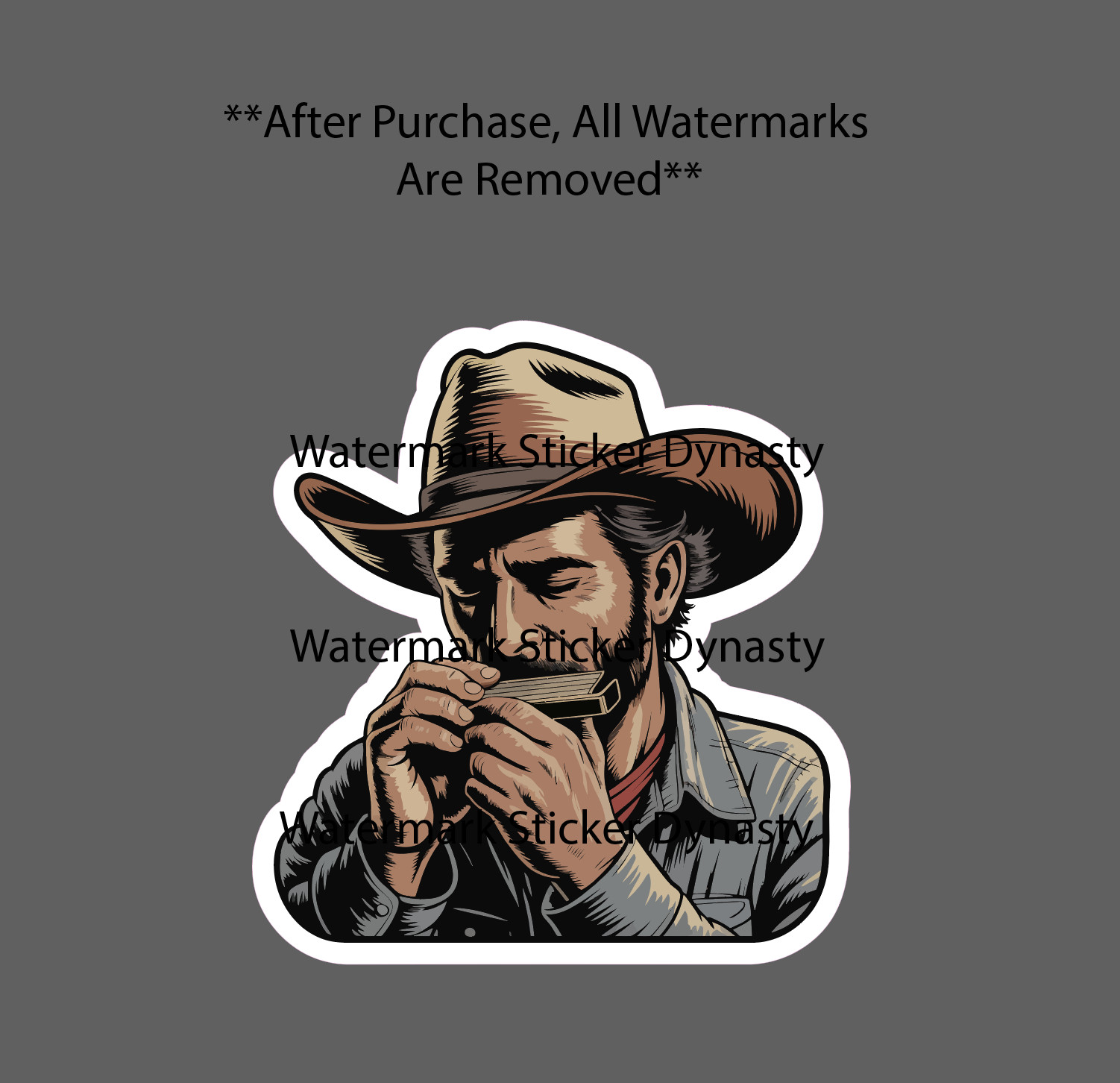 Cowboy Harmonica Sticker Waterproof Decal Music Country Western Gift NEW