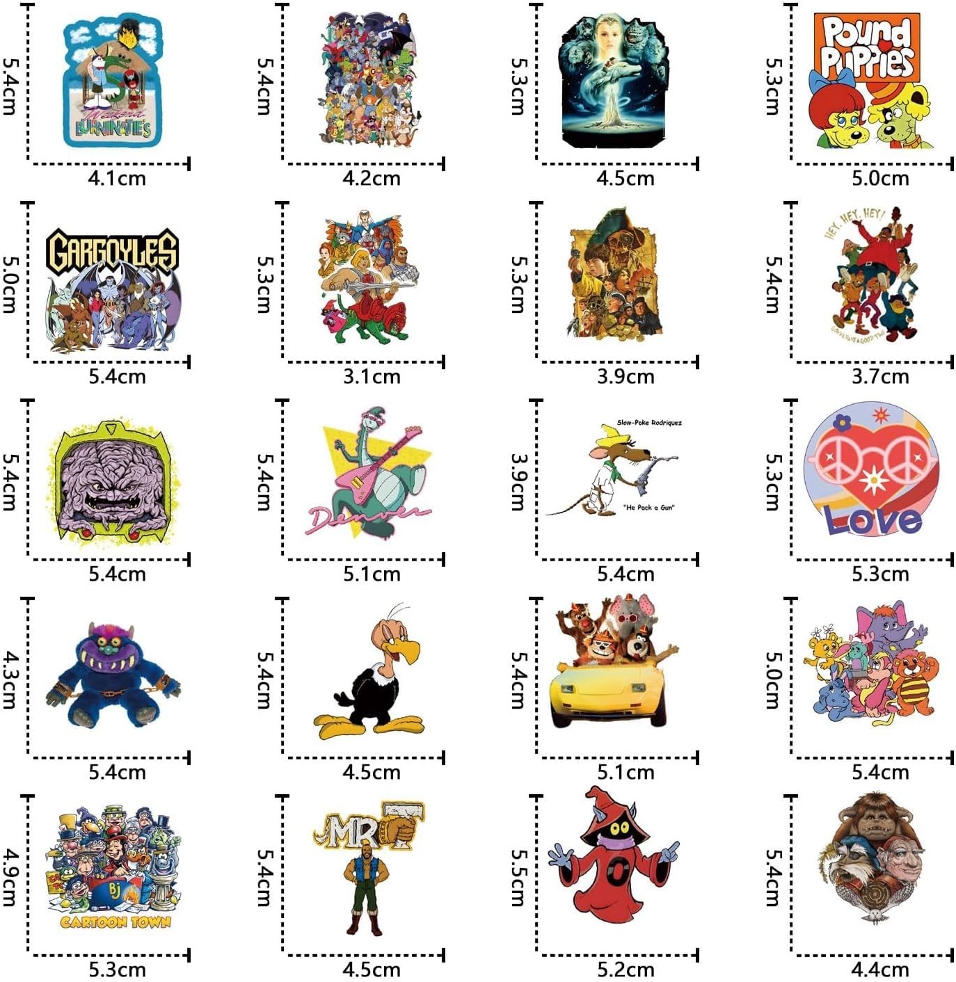 80s Cartoon Stickers Pack – 63 Vinyl Decals for Kids and Teens' Decor