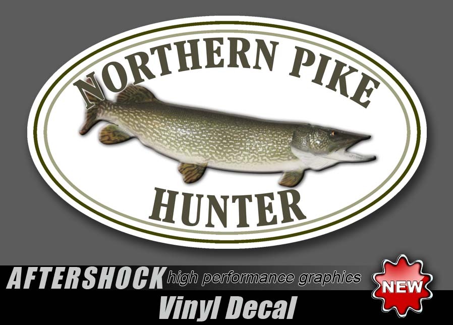Northern Pike Fishing Decal Sticker Fish Hunter Tackle Box Shiner Minnow Spinner
