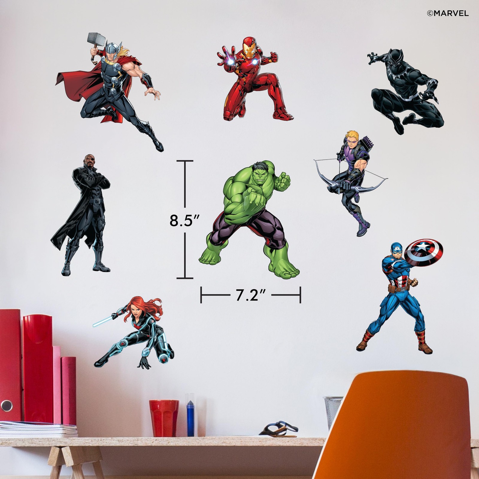Marvel The Avengers Wall Decals – Set of 8 Hulk Iron Man Captain America Blac…