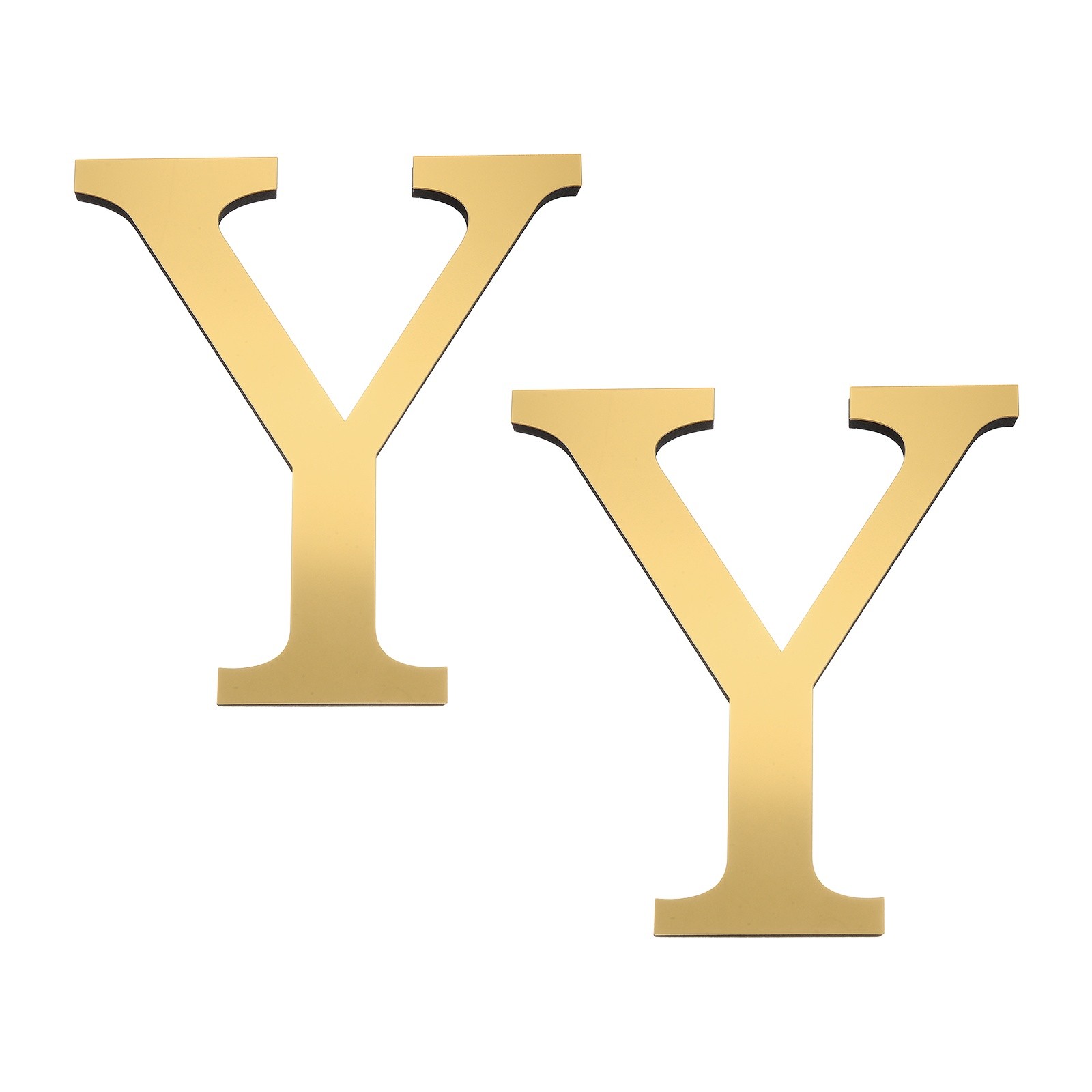 2Pcs Mirror Sticker 3D Letter Y 8 Inch Light Gold for Wall Decor