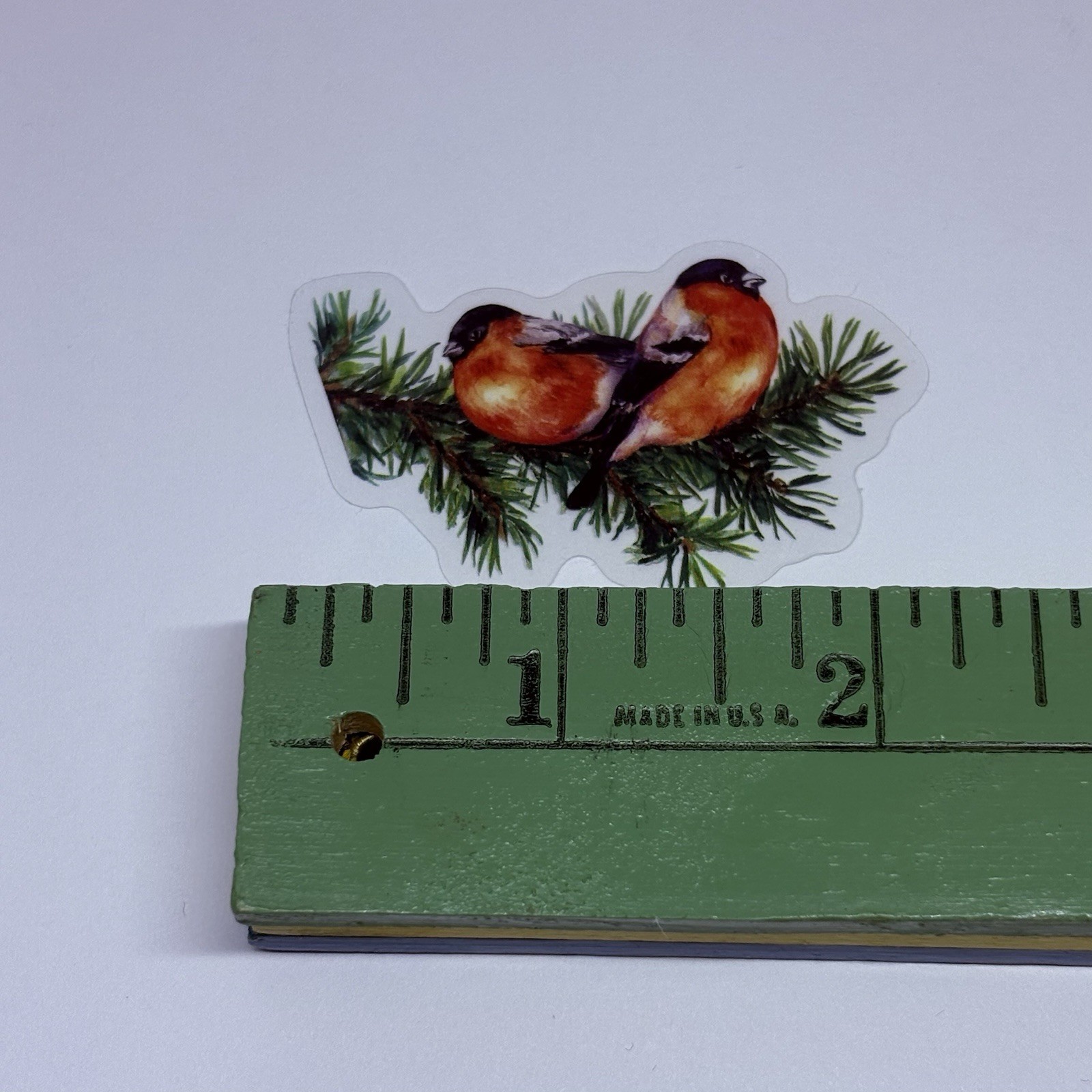 Bullfinches On Pine Branch Sticker Animal Art Transparent Journal Decal Vinyl Tc