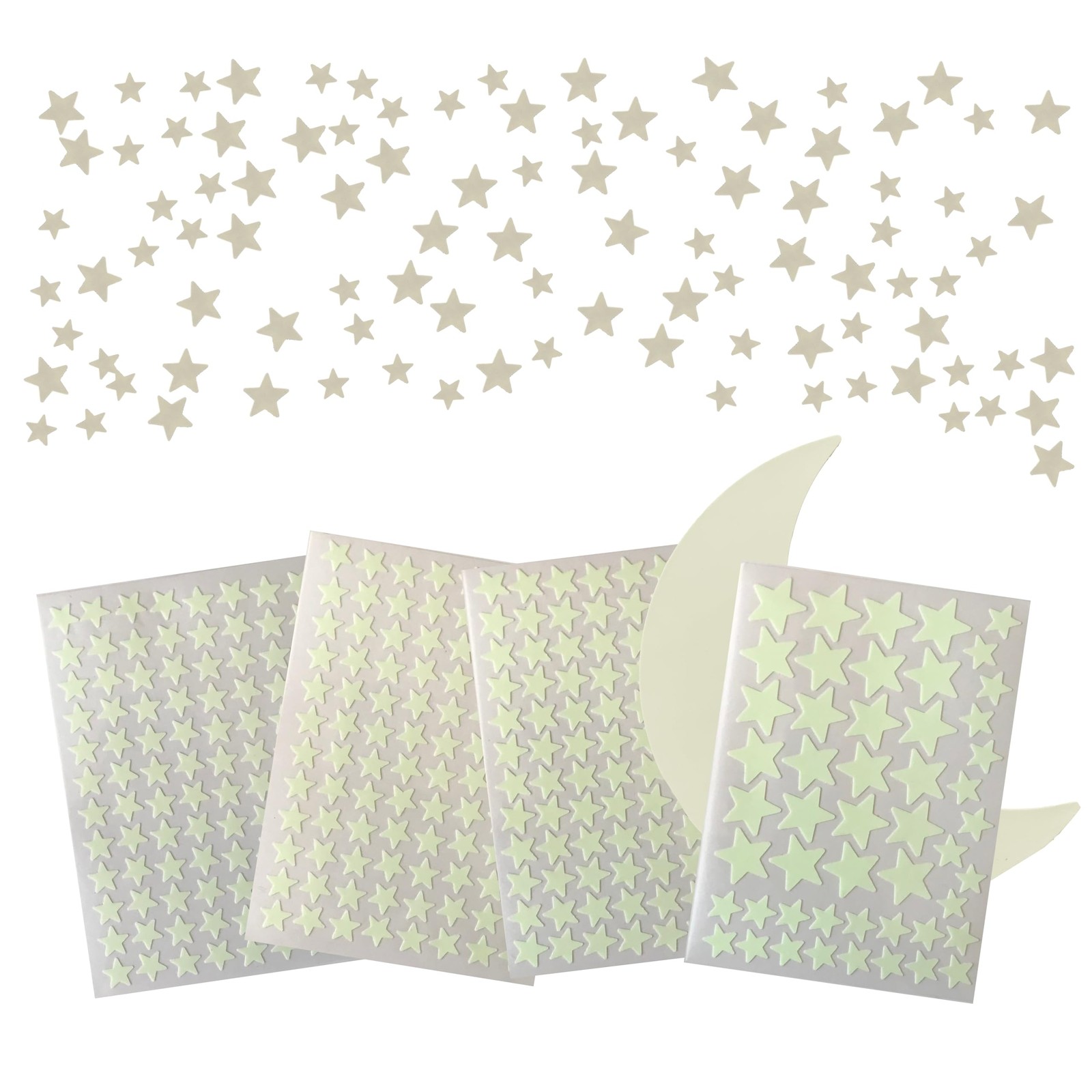 FFL DREAMS Glow in The Dark Stars and Moon, Realistic No Dots Green