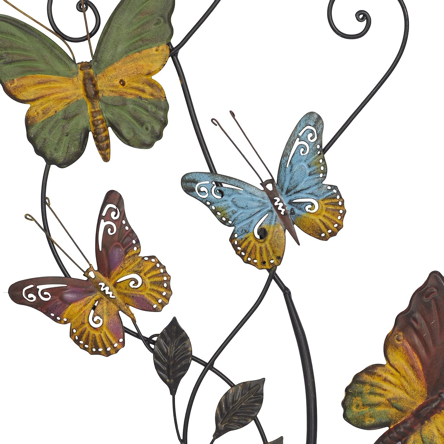 Vibrant Metal Butterfly Scroll Wall Decor