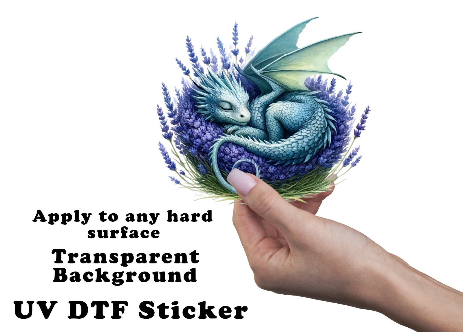 Dragon Sleeping in Lavender UV DTF Transparent Sticker / Decal