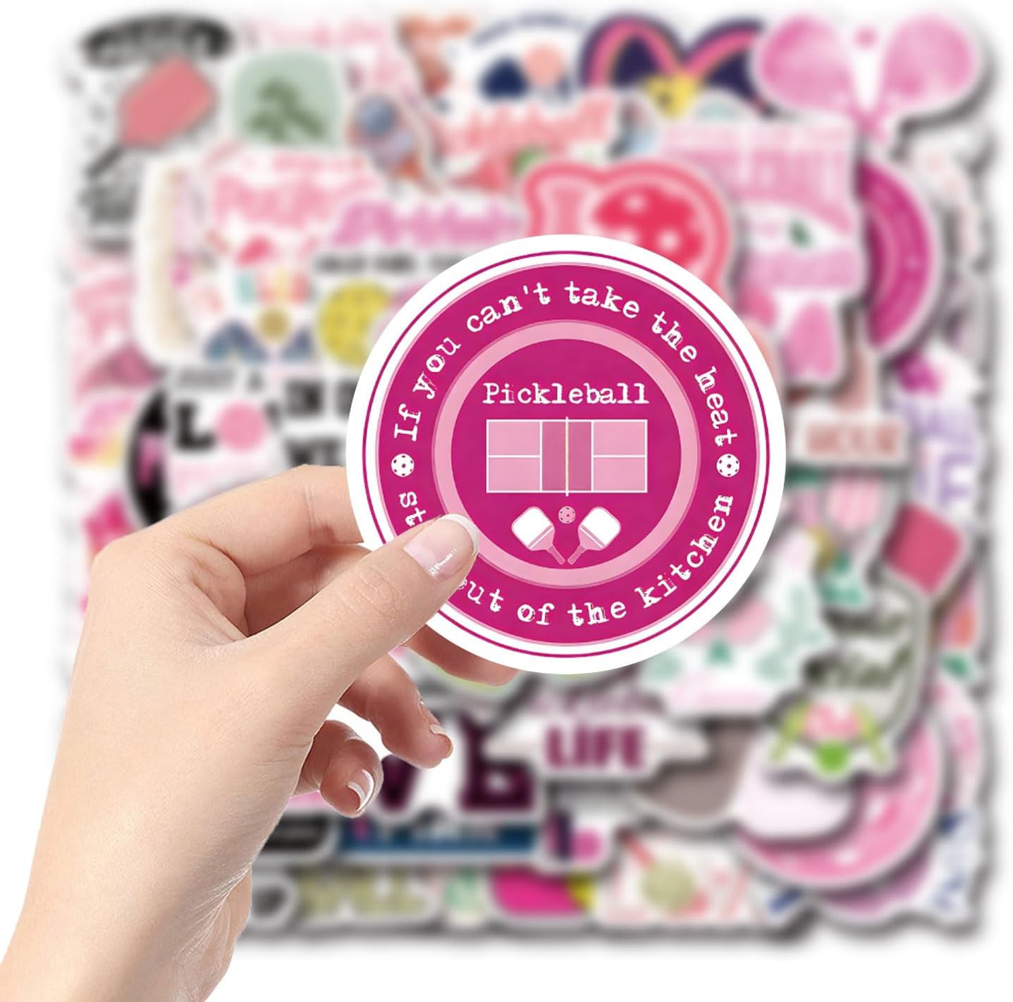 60 Pink Pickleball Stickers – Vinyl Waterproof Decals for Laptops & Water Bottle