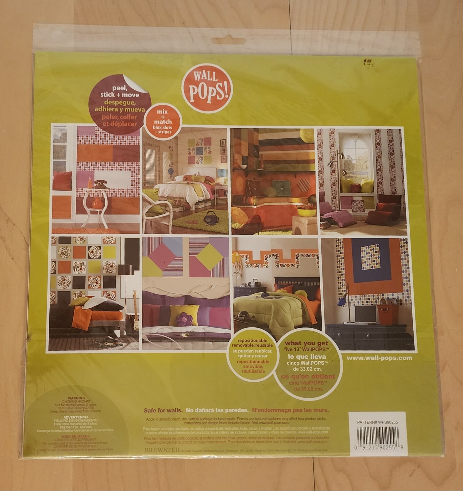 Wall Pops 5 Island Fusion Pink Blox Peel Stick & Move Stickers Decals WPB90255