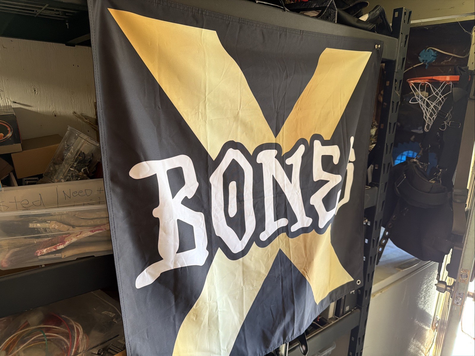 Bones Wheels Banner Black White Gold 36 x 34