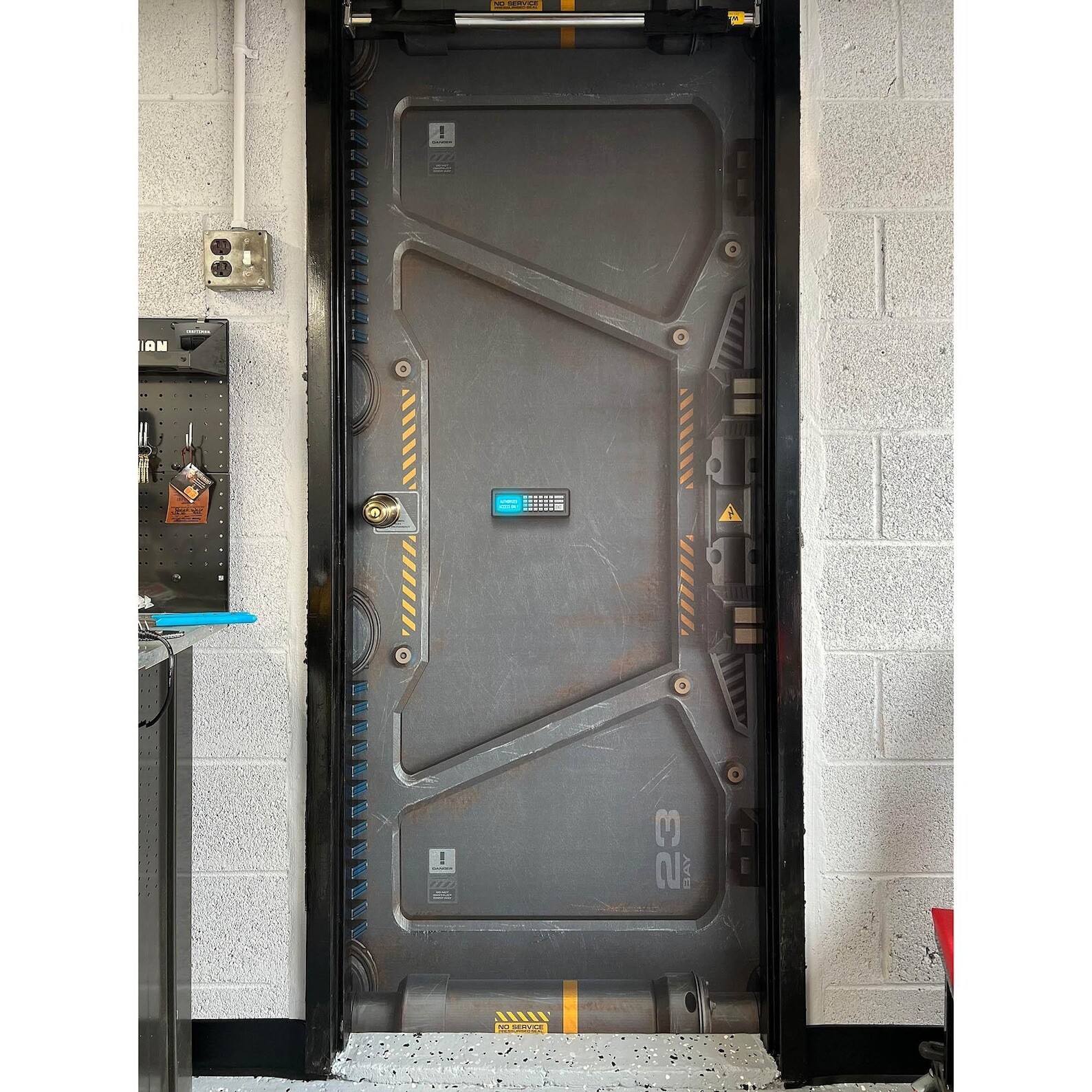 Door Mural Sticker Sci Fi Armoured Bunker, Self-adhesive Laminated, Single piece