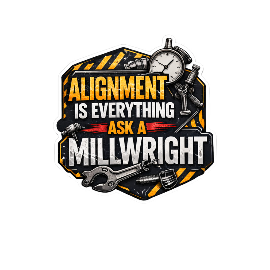 Alignment Is Everything Ask a Millwright Sticker 3” UV DTF Trade Tool Decal