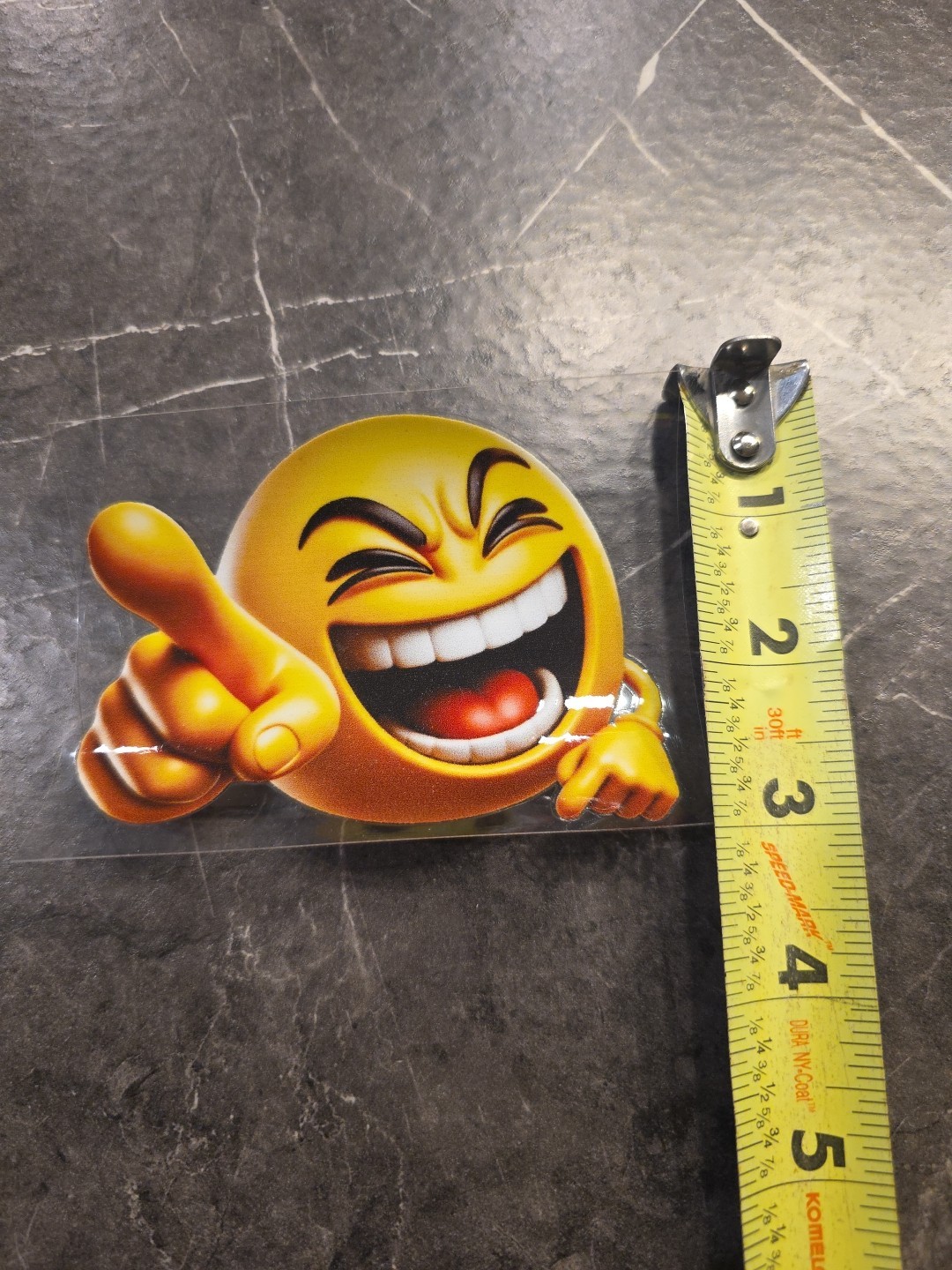 Laughing At You Smiley Face Emoji UVDTF Raised Decal Sticker Waterproof Color