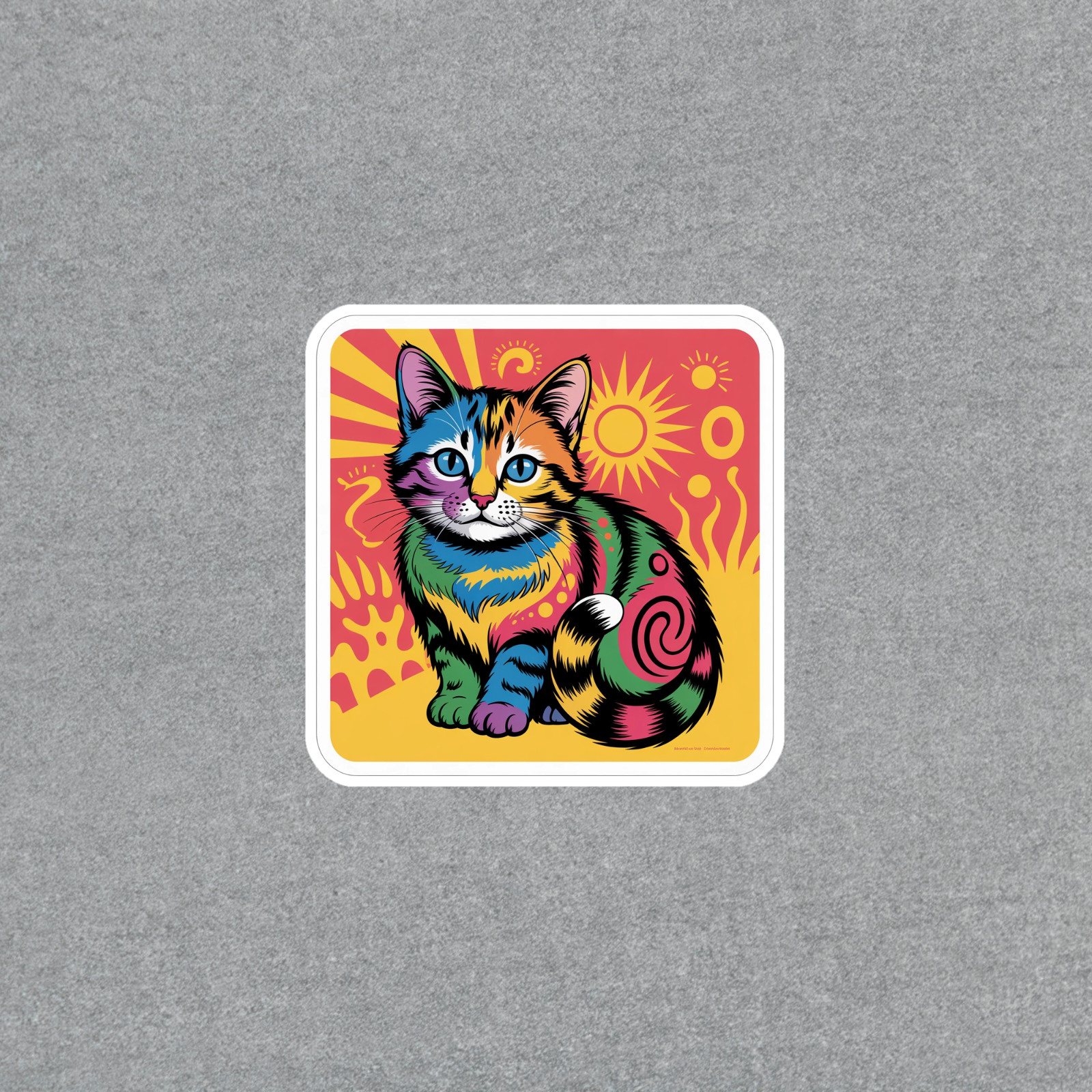 Colorful Cat Pop Art Sticker – Vibrant Feline Decal for Laptops & More #7089