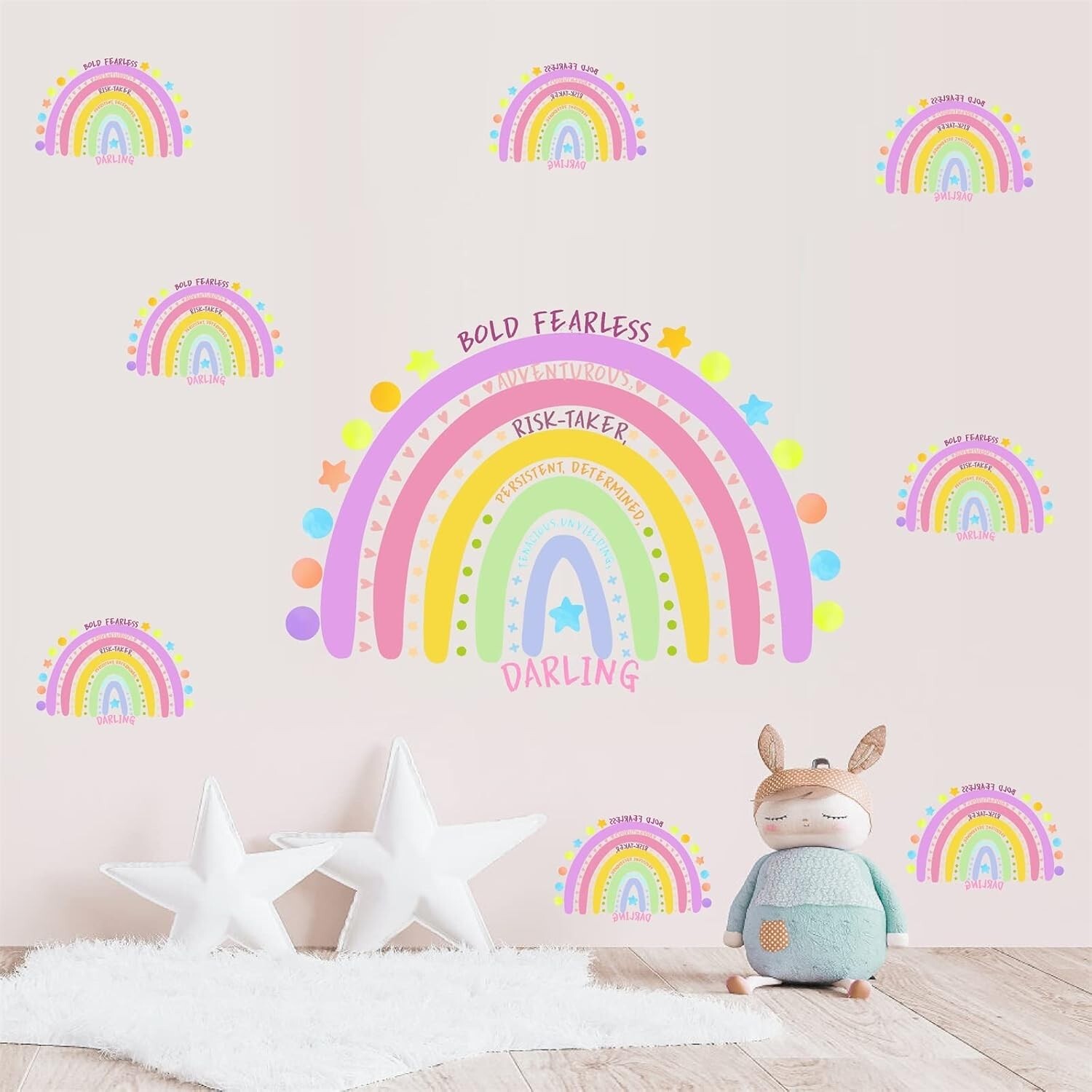 Large Rainbow Inspirational Wall Decal Quote – Positive Colorful Peel & Stick