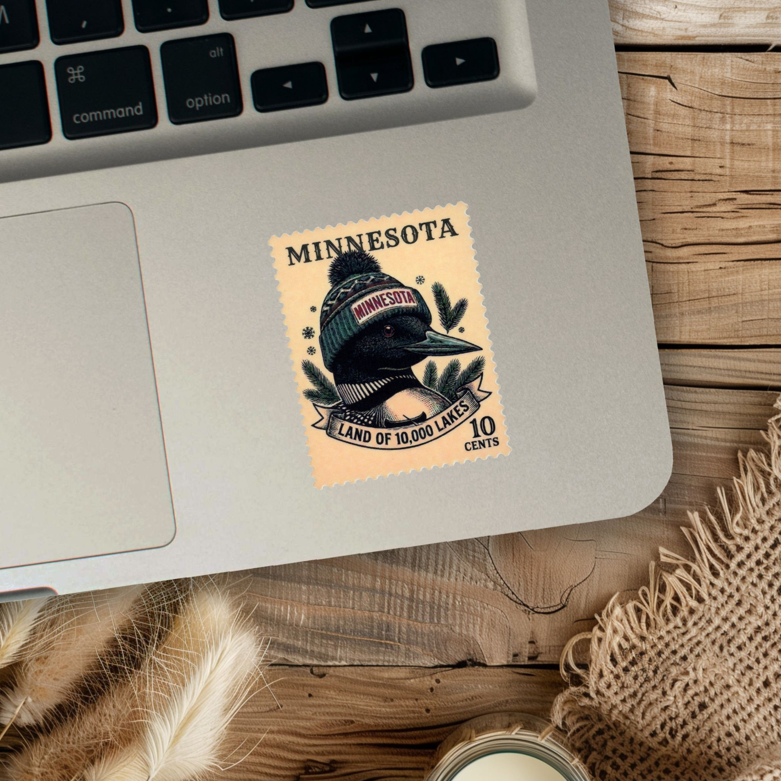 Minnesota Loon Stamp Novelty Sticker – Land of 10,000 Lakes Sticker 2.5" x 2"