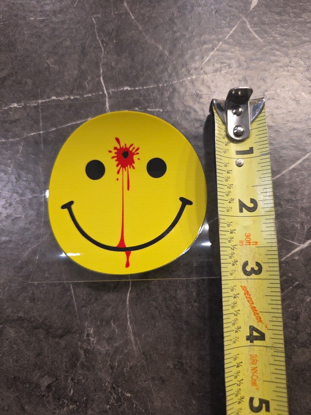 Smiley Face Head Shot Blood UVDTF Raised Decal Sticker Waterproof Full Color USA