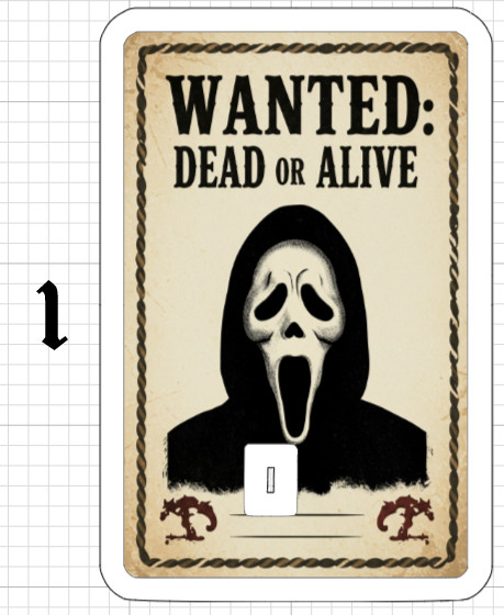 Wanted Poster Ghostface Credit Debit ATM Card Skin Sticker Halloween Horror USA
