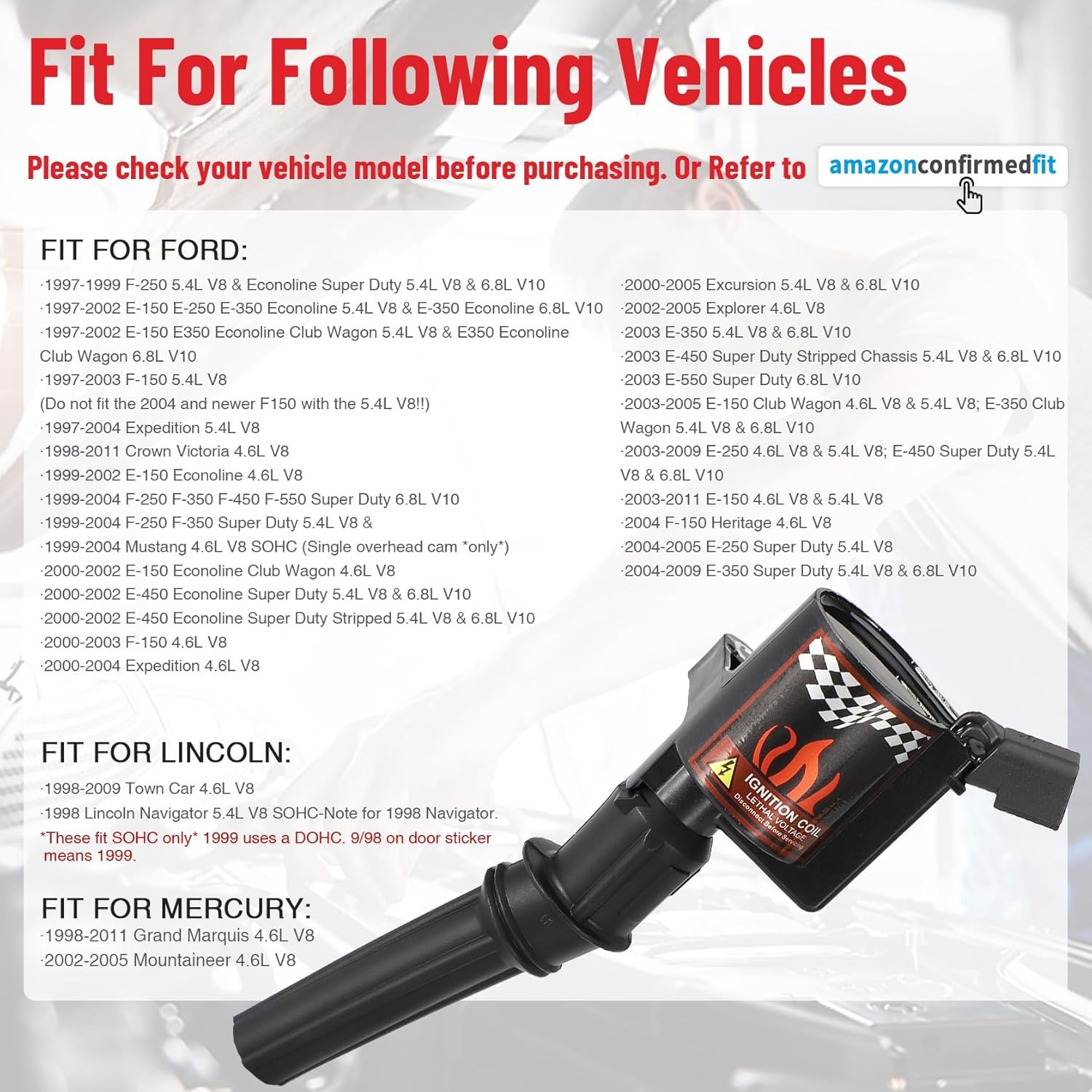 High Performance Coil Pack For F150 F250 F350 5.4L 4.6L V8 DG508, Ignition Coil