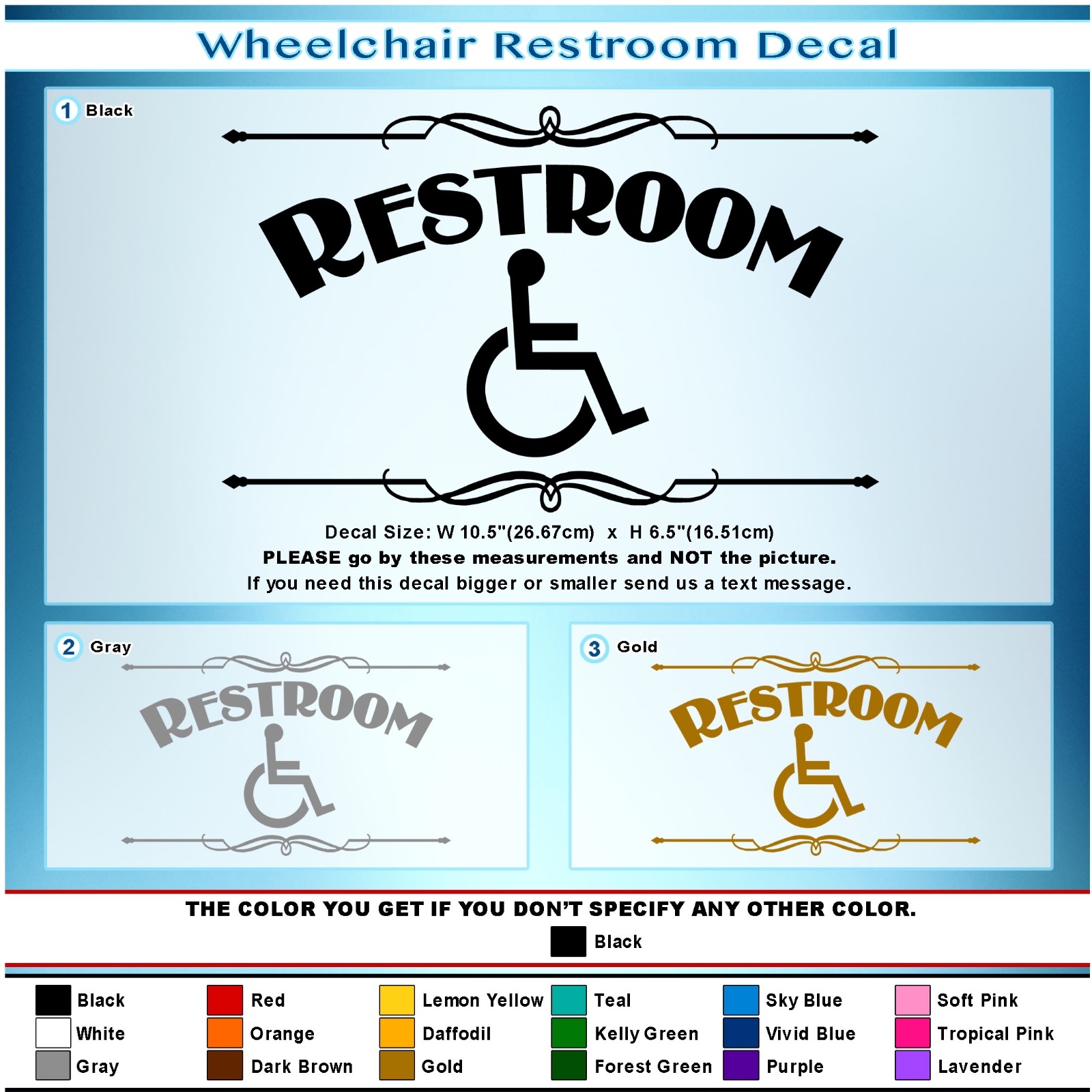 Wheelchair Restroom vinyl Sticker door Bathroom Sign Men Women Art Decal 135