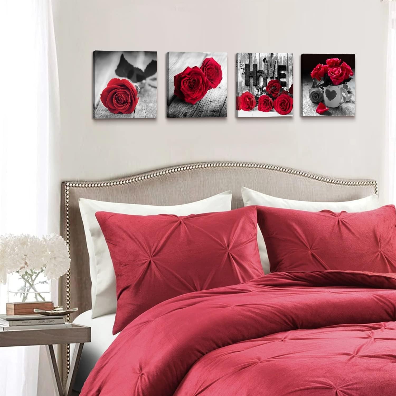 Versatile Floral Canvas Wall Art – 4 Panels 12×12
