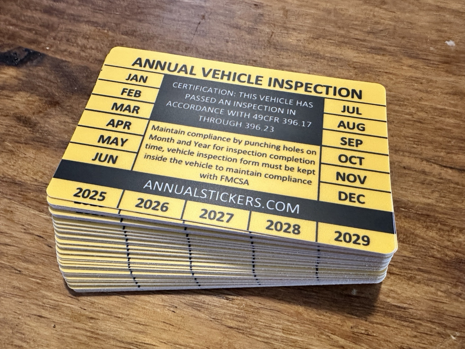 50 Pack Annual Vehicle Inspection Decal Sticker Trucks Trailers Semi Dot orange