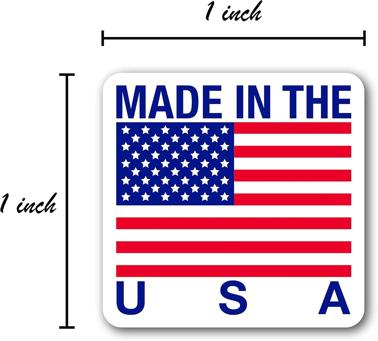 1000 Pcs Made in USA American Flag Stickers Vinyl Decal Sticker Roll, 1X1 Inch