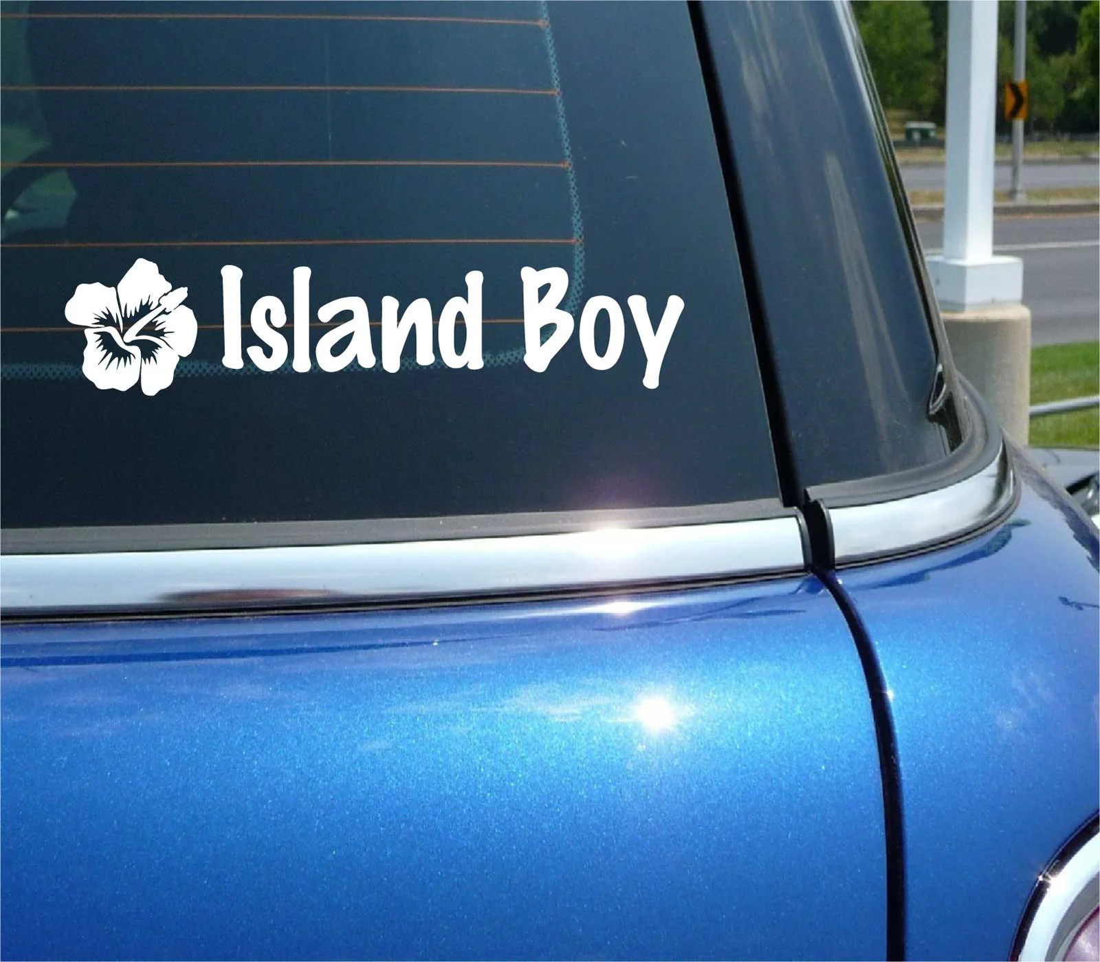 HIBISCUS FLOWER ISLAND BOY BEACH SAND OCEAN DECAL STICKER FUNNY CAR TRUCK