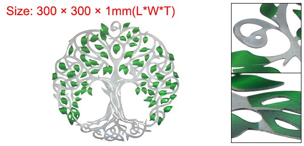 Metal Tree Wall Decor Tree of Life Wall Sculpture Decoration, Green Silver